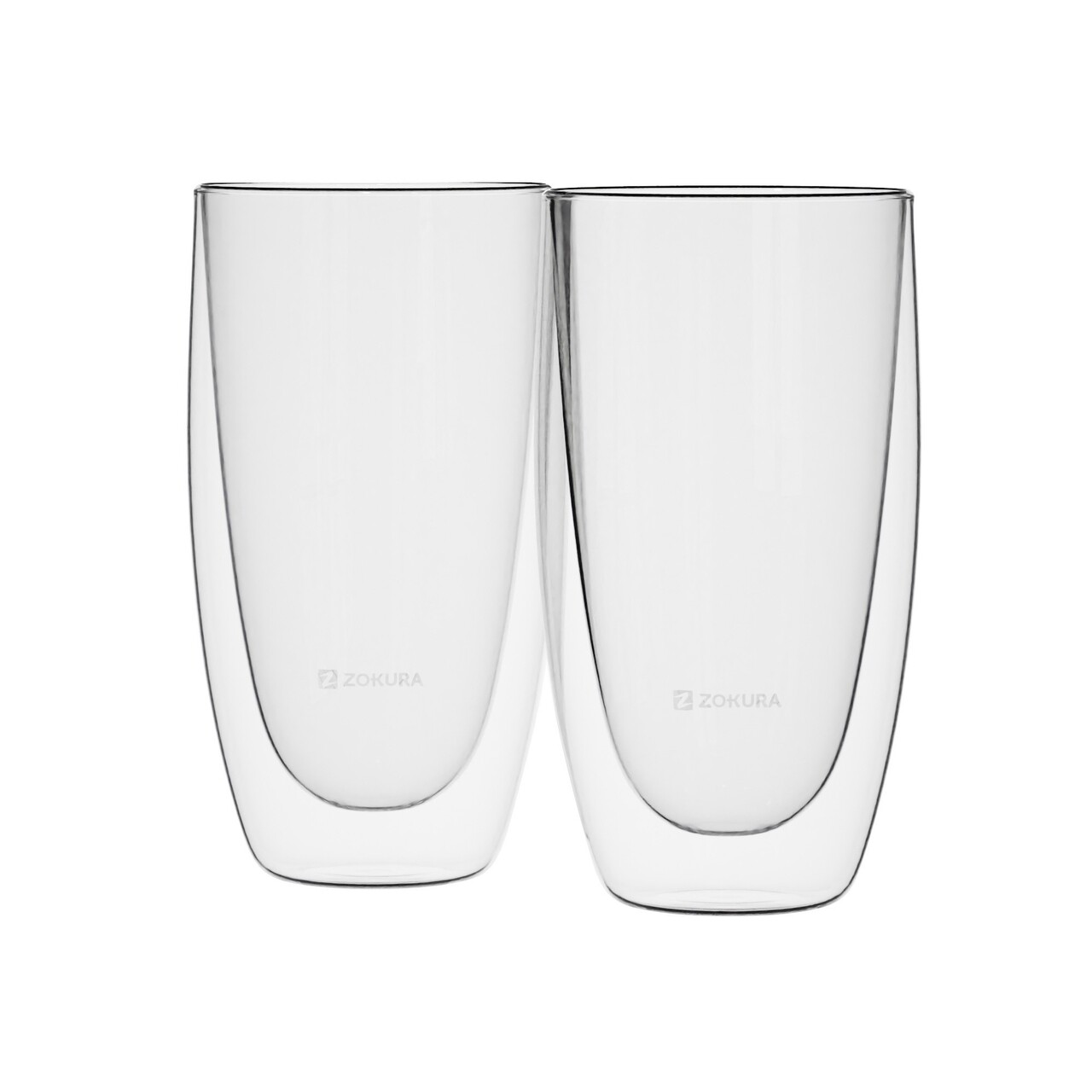 Set 2 pahare, cu perete dublu, sticla, 450ml - Zokura - imagine 3